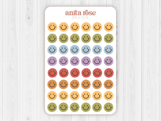 Rainbow Smiley Faces Sticker Sheet