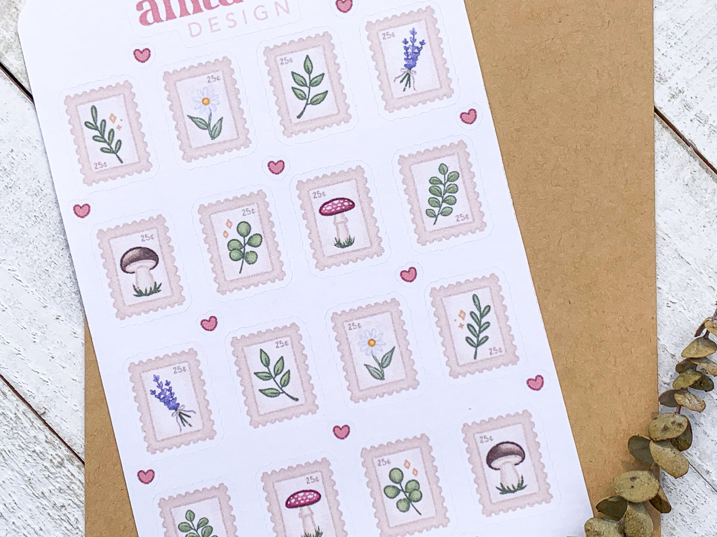 Vintage Flower Stamp Sticker Sheet
